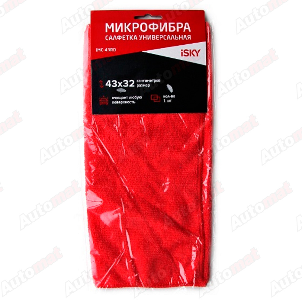 Салфетка iSky для ухода за автомобилем, красная, 43х32 см / iMC-43RD