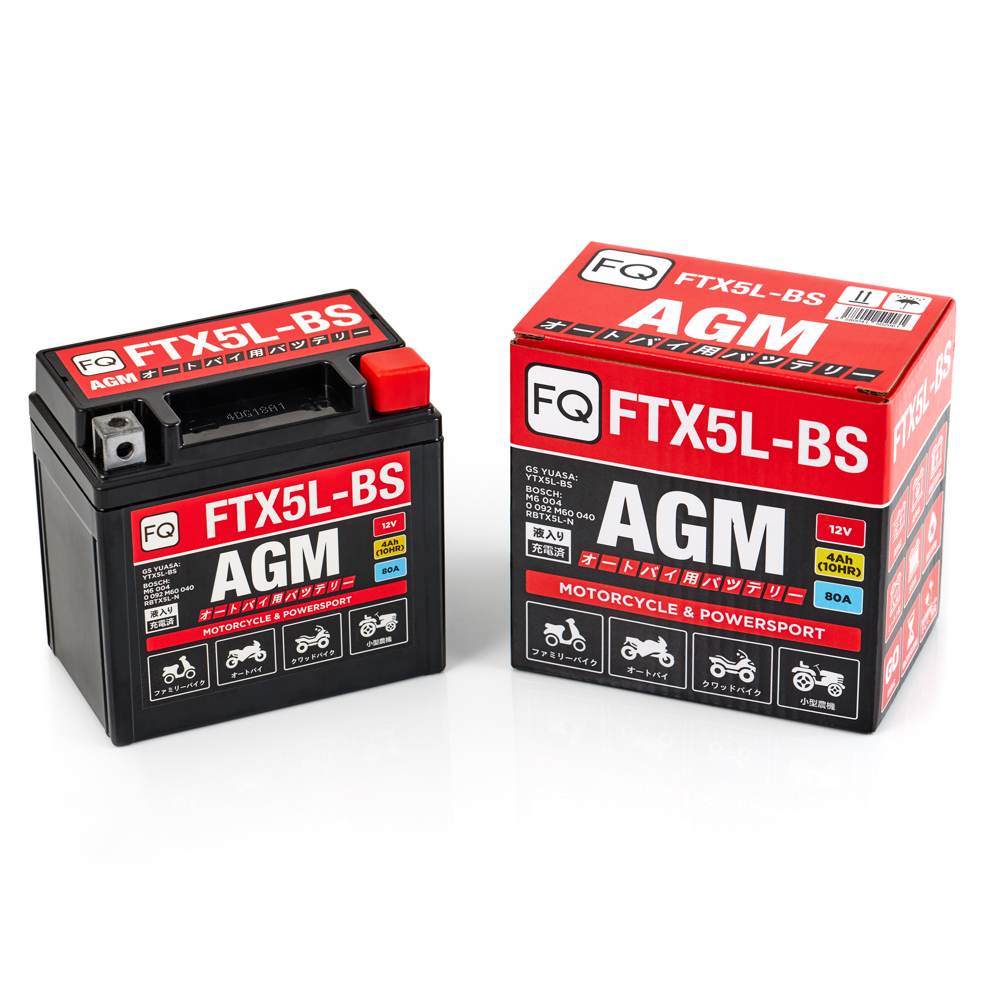 Мото аккумулятор FQ 4Ah FTX5L-BS AGM